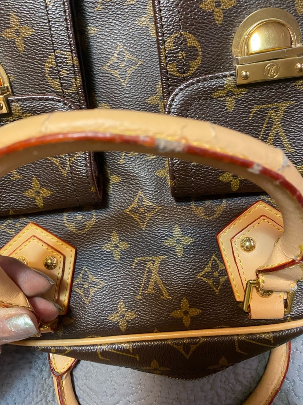 Classic Monogram Brown Satchel with Tan Handles - Picture 4 of 10
